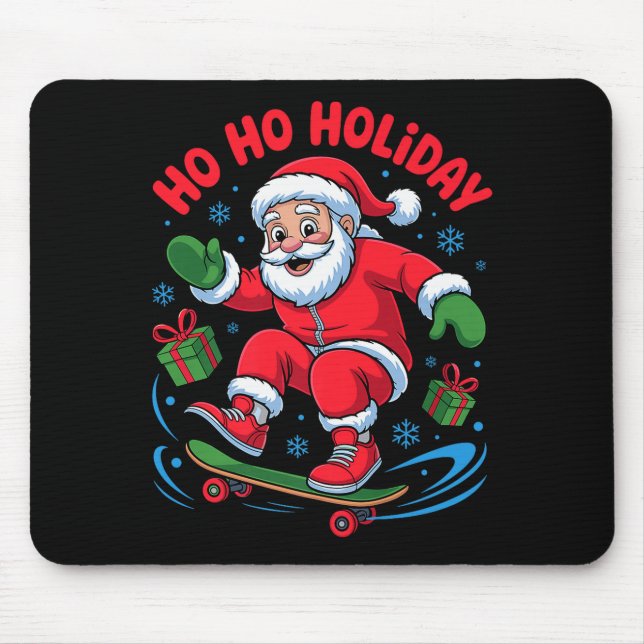 Santa Skater Skateboarding Lover Funny Christmas X Mouse Pad (Front)