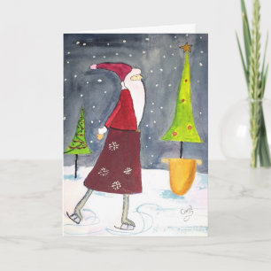 Santa Skating Holiday Card