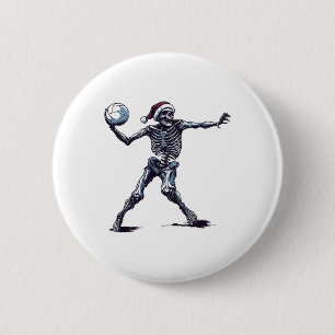 Santa Skeleton Playing Volleyball Halloween Christ 2 Inch Round Button