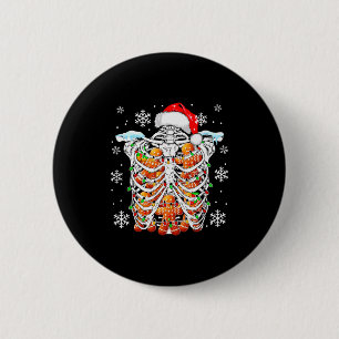 Santa Skeleton Rib Cage X-ray Gingerbreads Colorfu 2 Inch Round Button