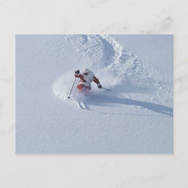 Santa Skiing at Snowbird Ski Resort, Wasatch Holiday Postcard (Front)