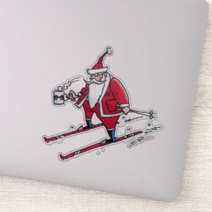 Santa Skiing contour sticker