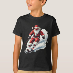 Santa Skiing Funny Christmas Skier Ski Racer Xmas  T-Shirt
