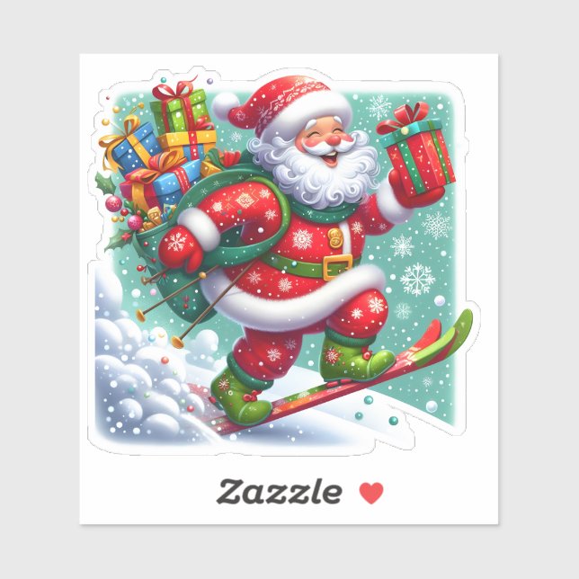 Santa Skiing Joyfully on Christmas Day (Sheet)