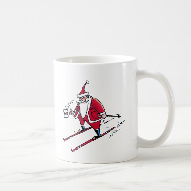 Santa Skiing left hand mug (Right)