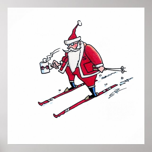 Santa Skiing matte poster (Devant)