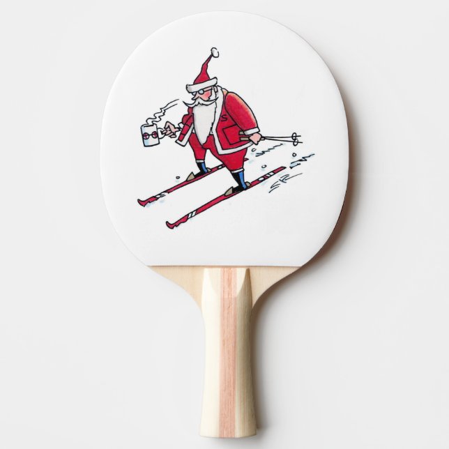 Santa Skiing ping pong paddle (Front)