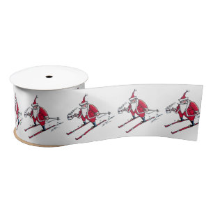 Santa Skiing ribbon spool Satin Ribbon