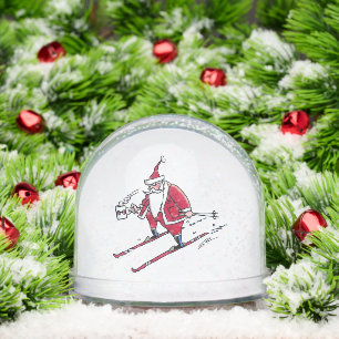 Santa Skiing snow globe
