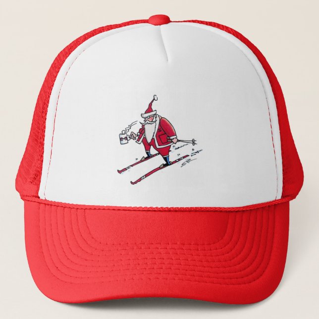Santa Skiing trucker hat (Front)