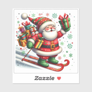 Santa Skiing While Delivering Gifts