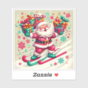 Santa Skiing With Colourful Gifts