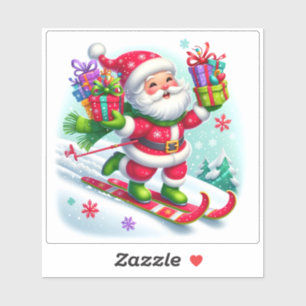 Santa Skiing With Colourful Gifts