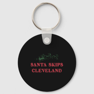 Santa Skips Cleveland Funny Santa Reindeer Xmas Ch Keychain