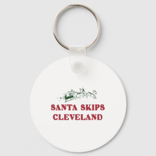 Santa Skips Cleveland Funny Santa Reindeer Xmas Ch Keychain