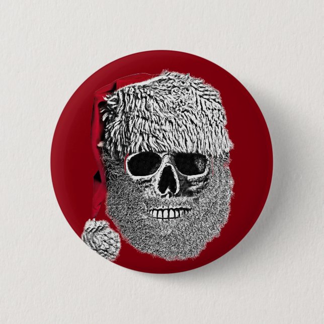 Santa skull 2 inch round button (Front)