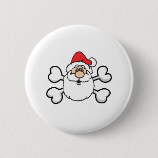 santa Skull and Crossbones 2 Inch Round Button