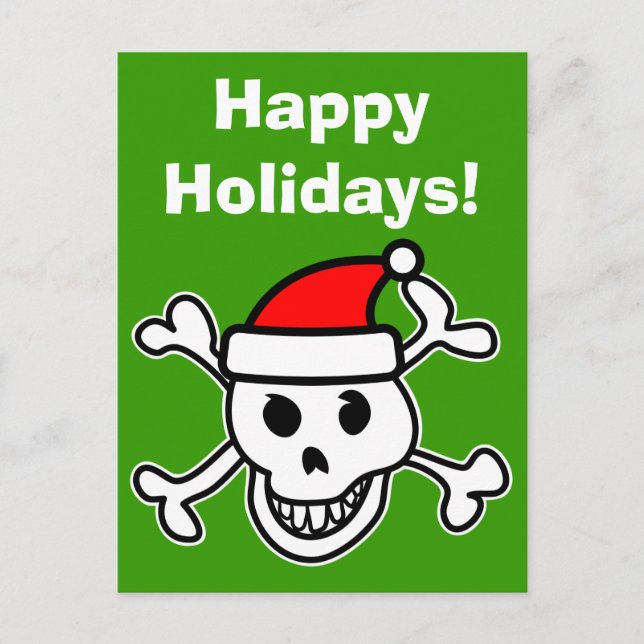 Santa skull Christmas greeting card with greeting (Front)