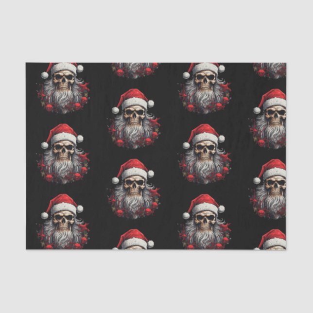 Santa Skull Gift Tissue (Black) Tissue Paper (Front)