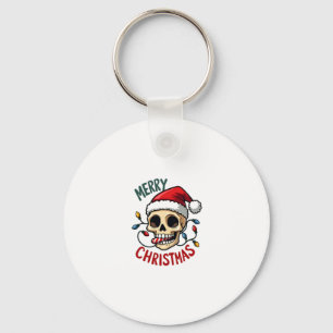Santa Skull Hat Merry Christmas Family Matching Bo Keychain