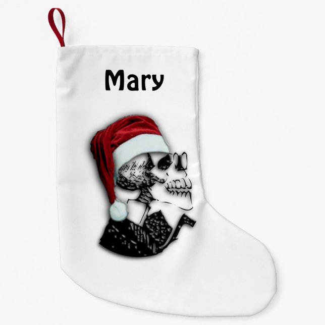 Santa Skull Small Christmas Stocking (Front)