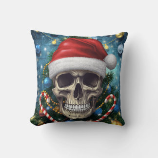 Santa Skull Throw Pillow