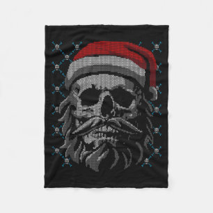 Santa Skull Ugly Christmas Santa Lover Y Christmas Fleece Blanket