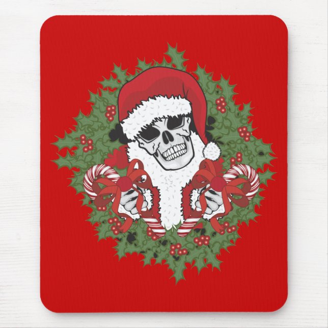 Santa Skull with Wreath Mouse Pad (Front)