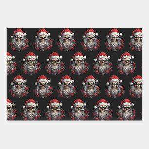 Santa Skull Wrapping Paper Sheet