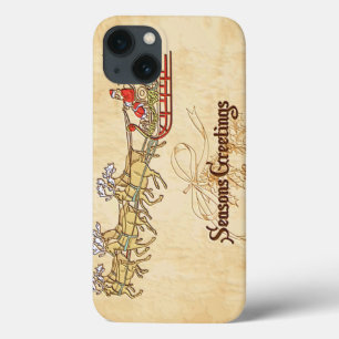 Santa Sled and Reindeer Seasons Greetings iPhone 13 Case