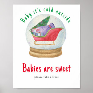 Santa sled - Babies are sweet  Poster