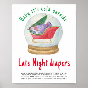 Santa sled - Late Night diapers Poster