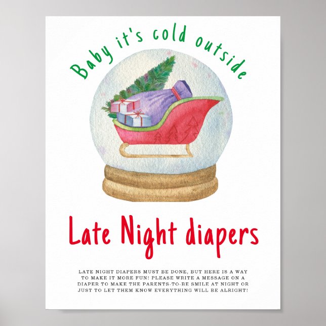 Santa sled - Late Night diapers Poster (Front)