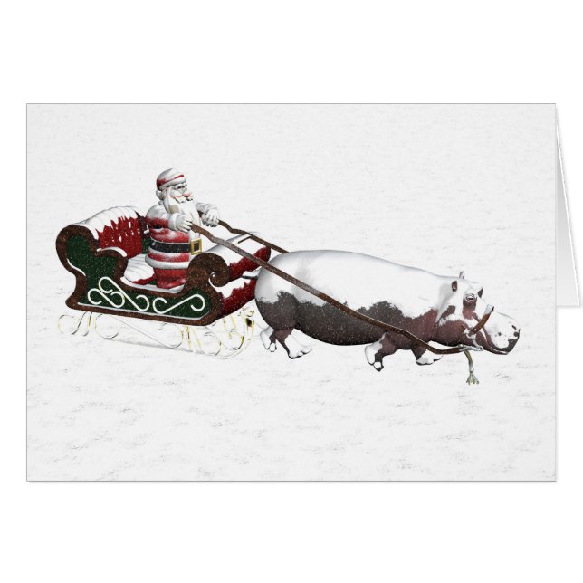 Santa Sled Pulled By Hippopotamus (Front Horizontal)