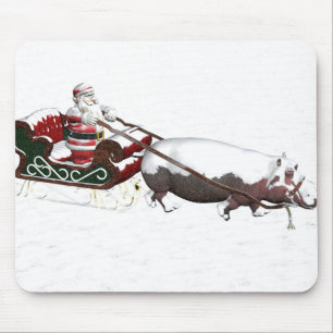 Santa Sled Pulled By Hippopotamus Mouse Pad