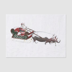 Santa Sled Pulled By Hippopotamus Tissue Paper