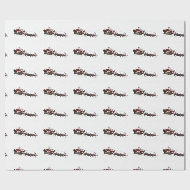 Santa Sled Pulled By Hippopotamus Wrapping Paper (Flat)