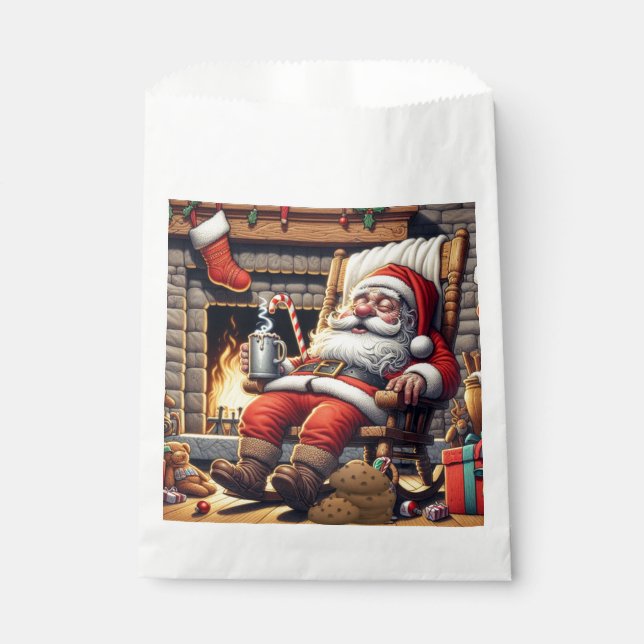 Santa sleeping Christmas Favour Bag (Front)