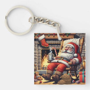 Santa sleeping Christmas Keychain