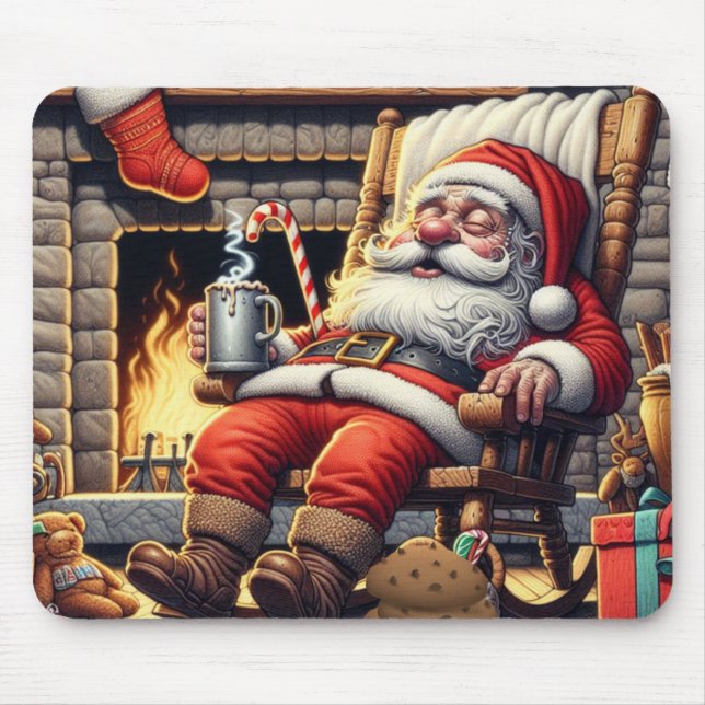 Santa sleeping Christmas Mouse Pad (Front)