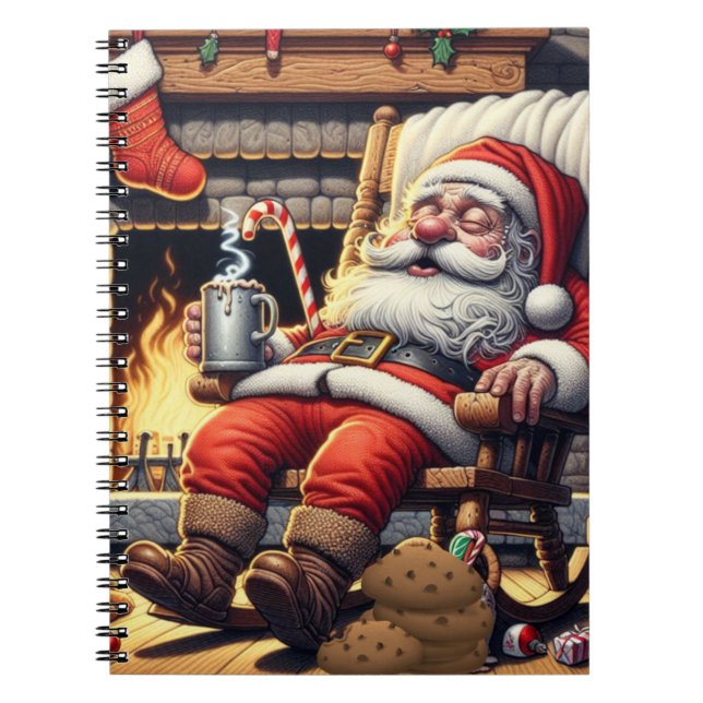 Santa sleeping Christmas Notebook (Front)
