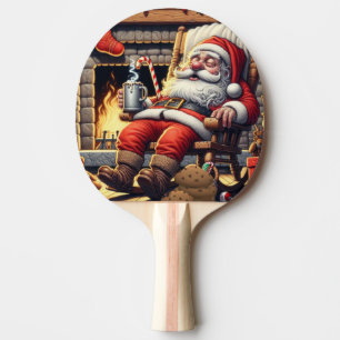 Santa sleeping Christmas Ping Pong Paddle