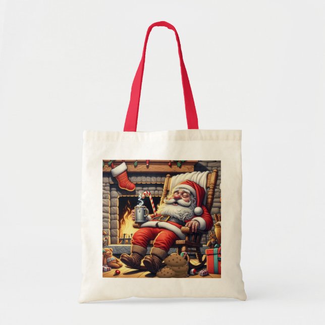 Santa sleeping Christmas Tote Bag (Front)