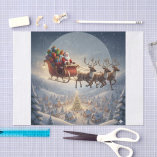 Santa Sleigh, 3D Christmas, Winter Village, Kids Tissue Paper