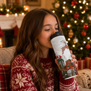 Santa Sleigh and Reindeer Christmas Thermal Tumbler
