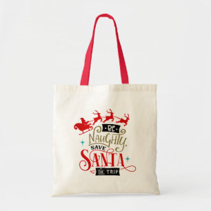 Santa Sleigh And Reindeer Funny Christmas  Tote Bag