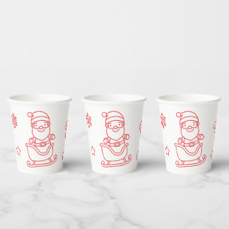 santa sleigh and reindeer paper cups