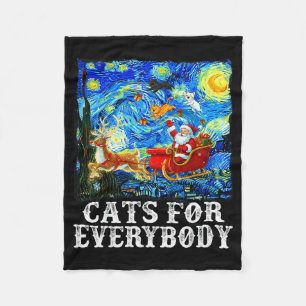 Santa Sleigh Christmas Cats For Everybody Starry N Fleece Blanket