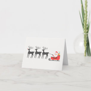 Santa Sleigh Christmas Holiday Greeting Card