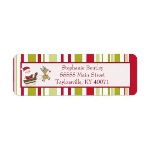 Santa Sleigh Christmas Return Address Label